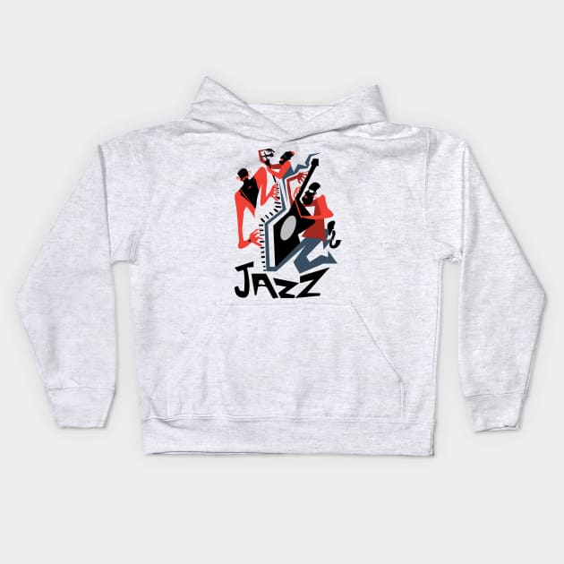 Jazz Quartet Kids Hoodie by PLAYDIGITAL2020